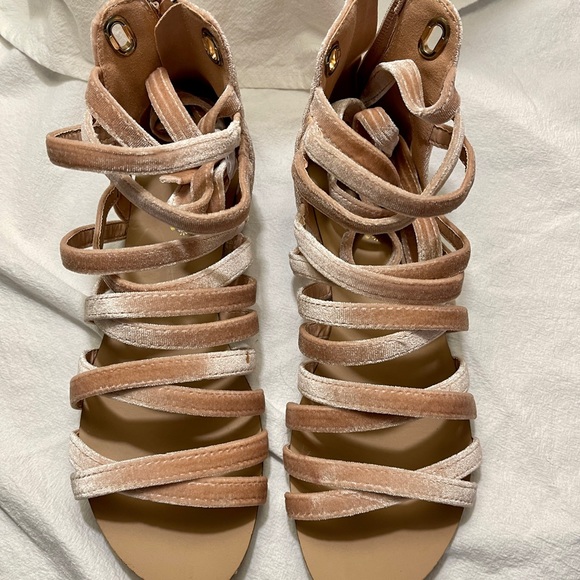 Shoe Dazzle Isabeli Blush Velvet Sz8 Flat Sandals NIB - Picture 6 of 11